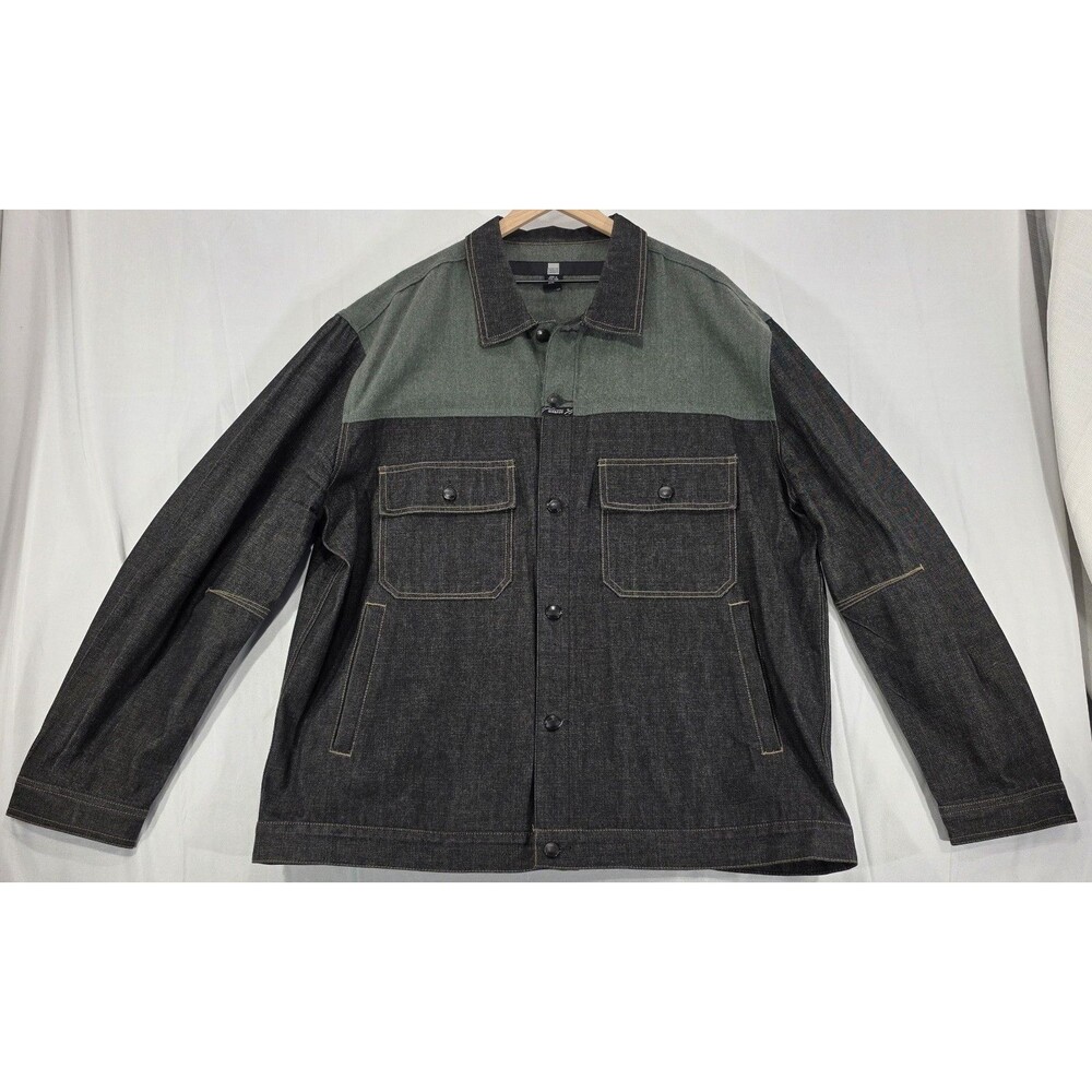 VTG 90s Marithe Francois Girbaud Denim Jacket XXL Oversized Green Colorblock